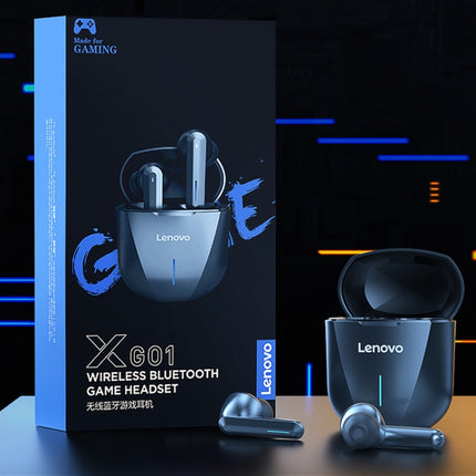 Original Lenovo XG01 IPX5 Waterproof Dual Microphone Noise Reduction Bluetooth Gaming Earphone with Charging Box & LED Breathing Light, Support Touch & Game / Music Mode (White)-garmade.com