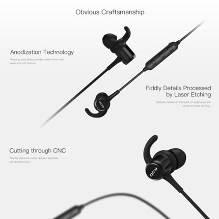 QCY M1C Sports Wireless V4.1 Bluetooth Earphones with Mic, For iPad, iPhone, Galaxy, Huawei, Xiaomi, LG, HTC and Other Smart Phones(Black)-garmade.com