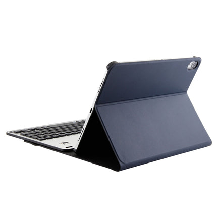 1139B Detachable Bluetooth 3.0 Aluminum Alloy Keyboard + Lambskin Texture Leather Tablet Case for iPad Pro 11 inch (2018), with Three-gear Adjustment / Magnetic / Sleep Function (Blue)-garmade.com