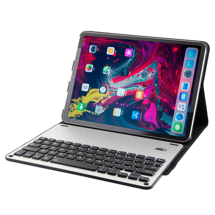 1139B Detachable Bluetooth 3.0 Aluminum Alloy Keyboard + Lambskin Texture Leather Tablet Case for iPad Pro 11 inch (2018), with Three-gear Adjustment / Magnetic / Sleep Function (Blue)-garmade.com