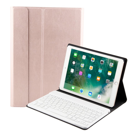 FT-1030 Bluetooth 3.0 ABS Brushed Texture Keyboard + Skin Texture Leather Tablet Case for iPad Air / Air 2 / iPad Pro 9.7 inch, with Three-gear Angle Adjustment / Magnetic / Sleep Function (Pink)-garmade.com