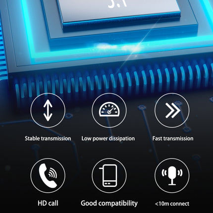 MD06 Mini In-ear TWS Wireless Touch Digital Display Bluetooth Earphone (White)-garmade.com