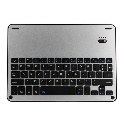 FT-1038E Detachable Bluetooth 3.0 Aluminum Alloy Keyboard + Lambskin Texture Leather Tablet Case for iPad Air / Air 2 / iPad Pro 9.7 inch, with Pen Slot / Water Repellent / Three-gear Angle Adjustment / Magnetic / Sleep Function (Black Silver)-garmade.com