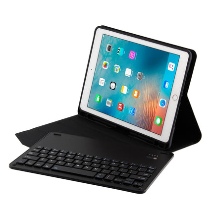 FT-1038E Detachable Bluetooth 3.0 Aluminum Alloy Keyboard + Lambskin Texture Leather Tablet Case for iPad Air / Air 2 / iPad Pro 9.7 inch, with Pen Slot / Water Repellent / Three-gear Angle Adjustment / Magnetic / Sleep Function (Black)-garmade.com