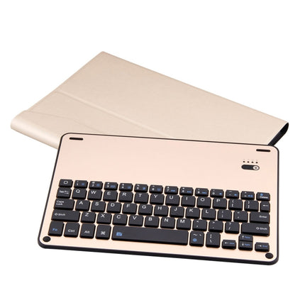 FT-1039B Detachable Bluetooth 3.0 Aluminum Alloy Keyboard + Lambskin Texture Leather Tablet Case for iPad Pro 10.5 inch / iPad Air (2019), with Water Repellent / Three-gear Angle Adjustment / Magnetic / Sleep Function (Gold)-garmade.com