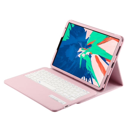 IP011 Detachable Bluetooth 3.0 ABS Keyboard + Litchi Texture Leather Tablet Case for iPad Pro 11 inch (2018), with Sleep Function (Pink)-garmade.com