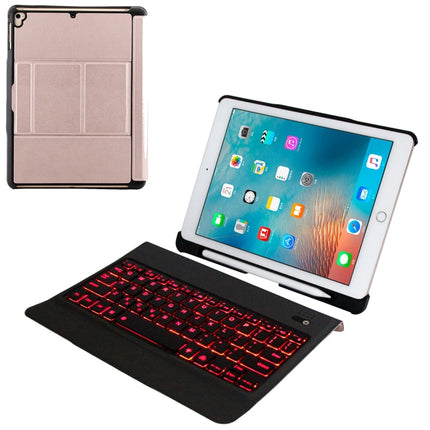 T-201D Detachable Bluetooth 3.0 Ultra-thin Keyboard + Lambskin Texture Leather Tablet Case for iPad Air / Air 2 / iPad Pro 9.7 inch, Support Multi-angle Adjustment / Backlight (Pink)-garmade.com