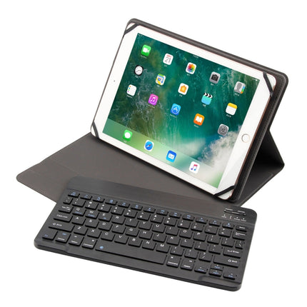 TY-1031 Universal Bluetooth 3.0 ABS Brushed Texture Keyboard + Leather Tablet Case for iOS, Windows, Android Tablet PC Between 9-10.5 inch(Black)-garmade.com