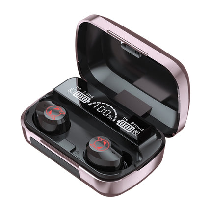 M23 Little Devil Pattern Intelligent Noise Reduction Touch Bluetooth Earphone with Three-screen Battery Display & Mirror Charging Box, Support HD Call & Siri (Pink)-garmade.com