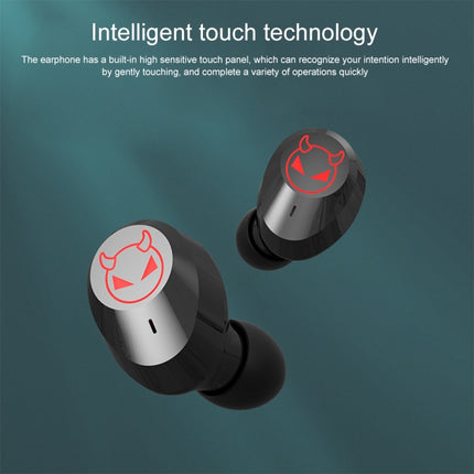 M23 Little Devil Pattern Intelligent Noise Reduction Touch Bluetooth Earphone with Three-screen Battery Display & Mirror Charging Box, Support HD Call & Siri (Pink)-garmade.com
