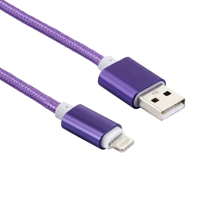 2m Woven Style Metal Head 84 Cores 8 Pin to USB 2.0 Data / Charger Cable(Purple)-garmade.com
