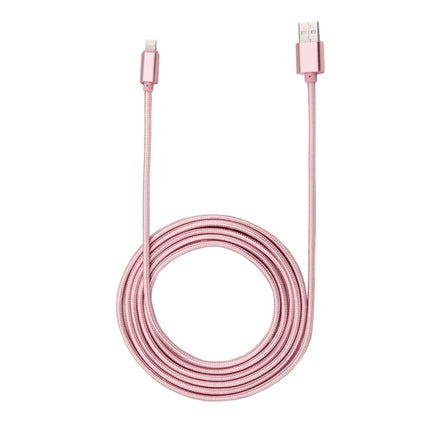 2m Woven Style Metal Head 84 Cores 8 Pin to USB 2.0 Data / Charger Cable(Rose Gold)-garmade.com