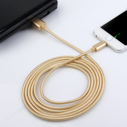 2m Woven Style Metal Head 84 Cores 8 Pin to USB 2.0 Data / Charger Cable(Rose Gold)-garmade.com