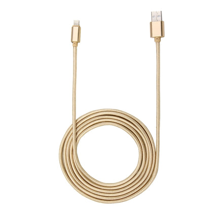 1m Woven Style Metal Head 84 Cores 8 Pin to USB 2.0 Data / Charger Cable(Gold)-garmade.com