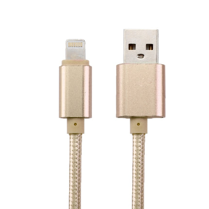 1m Woven Style Metal Head 84 Cores 8 Pin to USB 2.0 Data / Charger Cable(Gold)-garmade.com