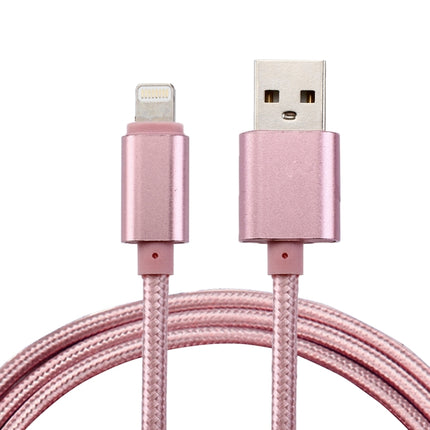 1m Woven Style Metal Head 84 Cores 8 Pin to USB 2.0 Data / Charger Cable(Rose Gold)-garmade.com