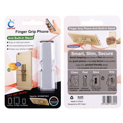 2 in 1 Adjustable Universal Mini Adhesive Holder Stand + Slim Finger Grip, Size: 7.3 x 2.2 x 0.3 cm(Grey)-garmade.com
