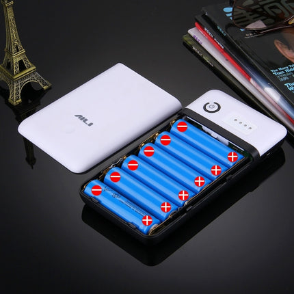 Portable 20400mAh 6 x 18650 Batteries Plastic Power Bank Shell Box with USB Output & Indicator Light, Batteries Not Included(Random Color Delivery)-garmade.com