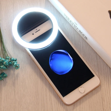 Charging Selfie Beauty Light, For iPhone, Galaxy, Huawei, Xiaomi, LG, HTC and Other Smart Phones with Adjustable Clip & USB Cable(Black)-garmade.com