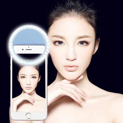 Charging Selfie Beauty Light, For iPhone, Galaxy, Huawei, Xiaomi, LG, HTC and Other Smart Phones with Adjustable Clip & USB Cable(Blue)-garmade.com