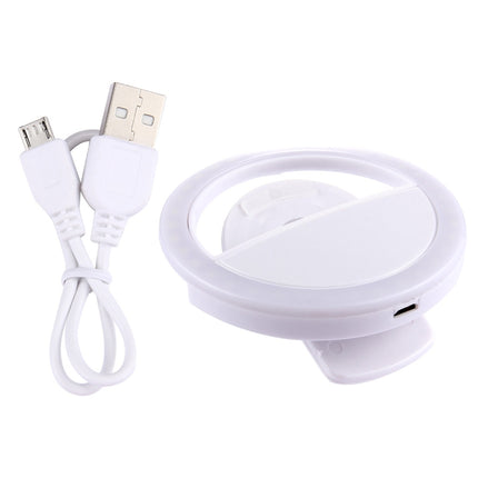 Charging Selfie Beauty Light, For iPhone, Galaxy, Huawei, Xiaomi, LG, HTC and Other Smart Phones with Adjustable Clip & USB Cable(White)-garmade.com
