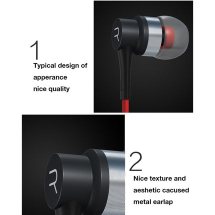 REMAX RM-535i In-Ear Stereo Earphone with Wire Control + MIC, Support Hands-free, for iPhone, Galaxy, Sony, HTC, Huawei, Xiaomi, Lenovo and other Smartphones (Red + Black)-garmade.com