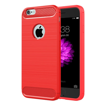 For iPhone 6 & 6s Brushed Texture Fiber TPU Rugged Armor Protective Case(Red)-garmade.com