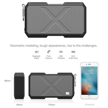 NILLKIN X-Man Portable Outdoor Sports Waterproof Bluetooth Speaker Stereo Wireless Sound Box Subwoofer Audio Receiver, For iPhone, Galaxy, Sony, Lenovo, HTC, Huawei, Google, LG, Xiaomi, other Smartphones(Black)-garmade.com