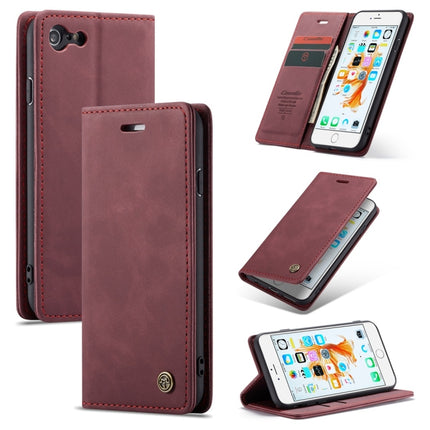 CaseMe-013 Multifunctional Retro Frosted Horizontal Flip Leather Case for iPhone 6 / 6s, with Card Slot & Holder & Wallet(Wine Red)-garmade.com