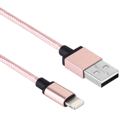 1m Woven Style Metal Head 58 Cores 8 Pin to USB 2.0 Data / Charger Cable(Pink)-garmade.com