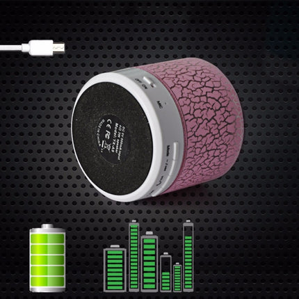 A9 Mini Portable Glare Crack Bluetooth Stereo Speaker with LED Light, Built-in MIC, Support Hands-free Calls & TF Card(Pink)-garmade.com