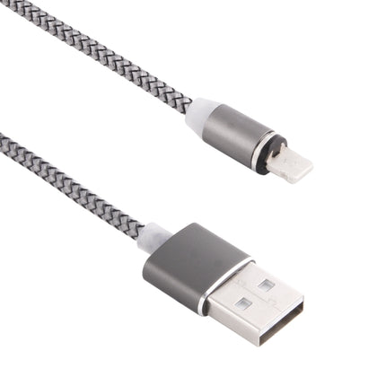 360 Degree Rotation 8 Pin to USB 2.0 Weave Style Magnetic Charging Cable with LED Indicator, Cable Length: 1m(Grey)-garmade.com