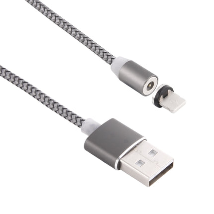 360 Degree Rotation 8 Pin to USB 2.0 Weave Style Magnetic Charging Cable with LED Indicator, Cable Length: 1m(Grey)-garmade.com