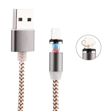360 Degree Rotation 8 Pin to USB 2.0 Weave Style Magnetic Charging Cable with LED Indicator, Cable Length: 1m(Gold)-garmade.com