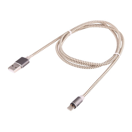 360 Degree Rotation 8 Pin to USB 2.0 Weave Style Magnetic Charging Cable with LED Indicator, Cable Length: 1m(Gold)-garmade.com