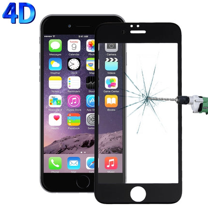 For iPhone 6 & 6s 0.26mm 9H Surface Hardness 4D Curverd Arc Explosion-proof HD Silk-screen Tempered Glass Full Screen Film (Black)-garmade.com