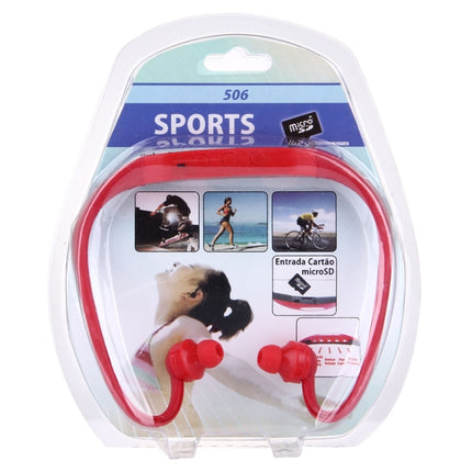 506 Life Waterproof Sweatproof Stereo Wireless Sports Earbud Earphone In-ear Headphone Headset with Micro SD Card Slot, For Smart Phones & iPad & Laptop & Notebook & MP3 or Other Audio Devices, Maximum SD Card Storage: 8GB(Red)-garmade.com