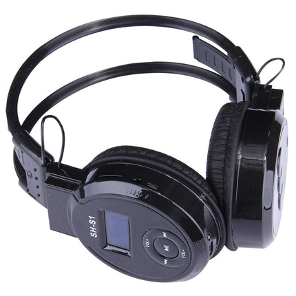 SH-S1 Folding Stereo HiFi Wireless Sports Headphone Headset with LCD Screen to Display Track Information & SD / TF Card, For Smart Phones & iPad & Laptop & Notebook & MP3 or Other Audio Devices(Black)-garmade.com