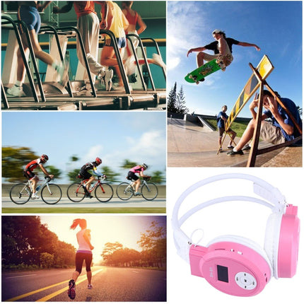 SH-S1 Folding Stereo HiFi Wireless Sports Headphone Headset with LCD Screen to Display Track Information & SD / TF Card, For Smart Phones & iPad & Laptop & Notebook & MP3 or Other Audio Devices(Pink)-garmade.com