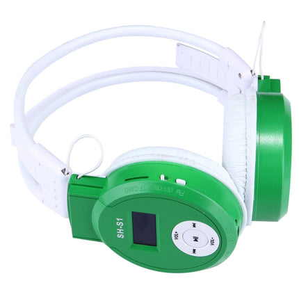 SH-S1 Folding Stereo HiFi Wireless Sports Headphone Headset with LCD Screen to Display Track Information & SD / TF Card, For Smart Phones & iPad & Laptop & Notebook & MP3 or Other Audio Devices(Green)-garmade.com