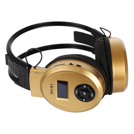 SH-S1 Folding Stereo HiFi Wireless Sports Headphone Headset with LCD Screen to Display Track Information & SD / TF Card, For Smart Phones & iPad & Laptop & Notebook & MP3 or Other Audio Devices(Gold)-garmade.com
