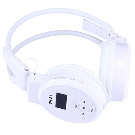 SH-S1 Folding Stereo HiFi Wireless Sports Headphone Headset with LCD Screen to Display Track Information & SD / TF Card, For Smart Phones & iPad & Laptop & Notebook & MP3 or Other Audio Devices(White)-garmade.com