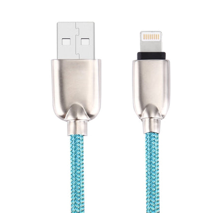 1m Woven 108 Copper Cores 8 Pin to USB Data Sync Charging Cable for iPhone, iPad(Blue)-garmade.com