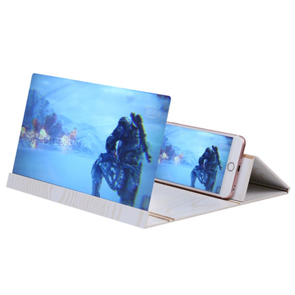 12.0 inch Universal Foldable Portable Wood + Organic Glass Eyeshield 3D Video Mobile Phone Screen Magnifier Bracket Enlarge with Holder for All Smartphones, Size: 260*190*8mm(White)-garmade.com