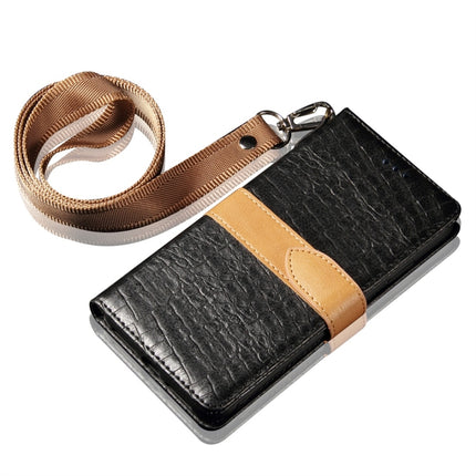 Splicing Color Crocodile Texture PU Horizontal Flip Leather Case for iPhone 6 / 6s, with Wallet & Holder & Card Slots & Lanyard (Black)-garmade.com