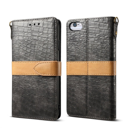 Splicing Color Crocodile Texture PU Horizontal Flip Leather Case for iPhone 6 / 6s, with Wallet & Holder & Card Slots & Lanyard (Grey)-garmade.com