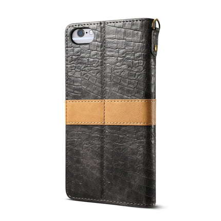 Splicing Color Crocodile Texture PU Horizontal Flip Leather Case for iPhone 6 / 6s, with Wallet & Holder & Card Slots & Lanyard (Grey)-garmade.com