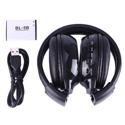 BS-N65 Headband Folding Stereo HiFi Wireless Headphone Headset with LCD Screen & TF Card Slot & LED Indicator Light & FM Function(Black)-garmade.com