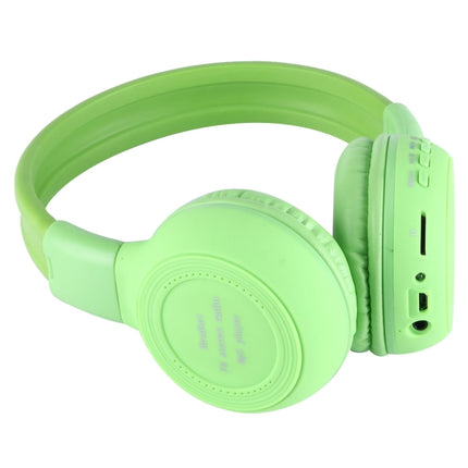 BS-N65 Headband Folding Stereo HiFi Wireless Headphone Headset with LCD Screen & TF Card Slot & LED Indicator Light & FM Function(Green)-garmade.com