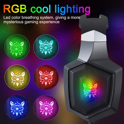 ONIKUMA K8 Over Ear Bass Stereo Surround Gaming Headphone with Microphone & RGB Color Changing Lights(Black)-garmade.com